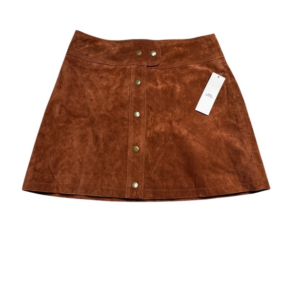 🤎 Urban Outfitters Button-Front Faux Suede Mini Skirt Sz M 🤎 - Picture 1 of 4